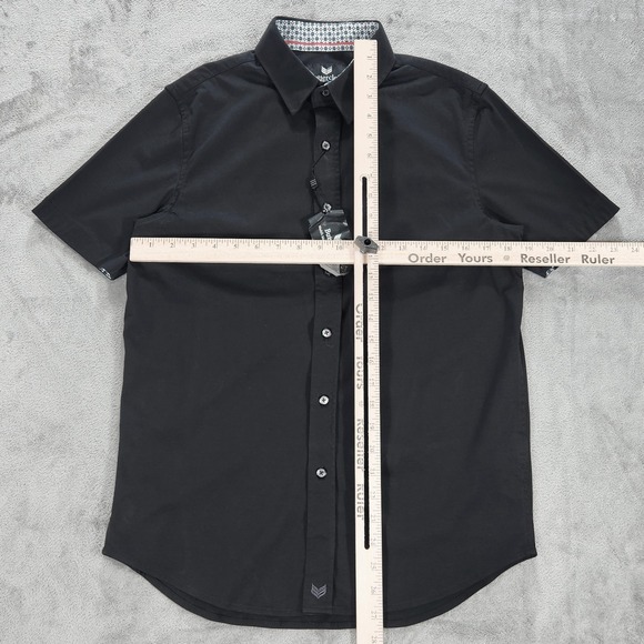 Buttercloth Shirt Mens Small Black Moon In Black Short Sleeve Button Up Casual - Picture 11 of 15